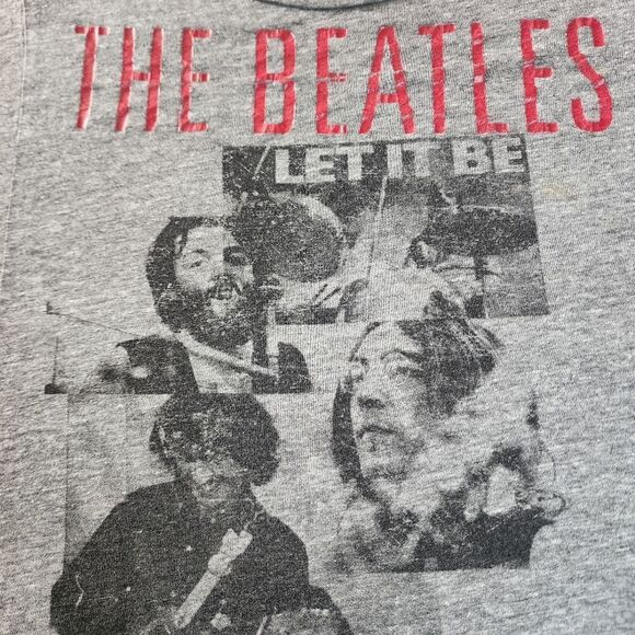 The Beatles Heathered Gray Crop Tee With Graphics Let It Be Size Medium - Picture 3 of 7